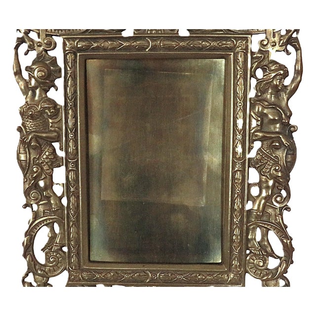 Victorian 19th C. Neo-Classical Brass Photo Picture Frame Fits 5" X 3 1/2" Antique For Sale - Image 3 of 6