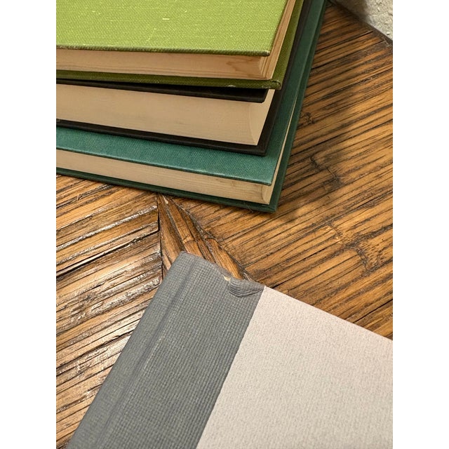 Gemstone Vintage Spanish Civil War & Identity Hardcover Book Stack - Set of 4 - Grass Green Linen & Slate Tones - Academic Library Vignette For Sale - Image 7 of 9
