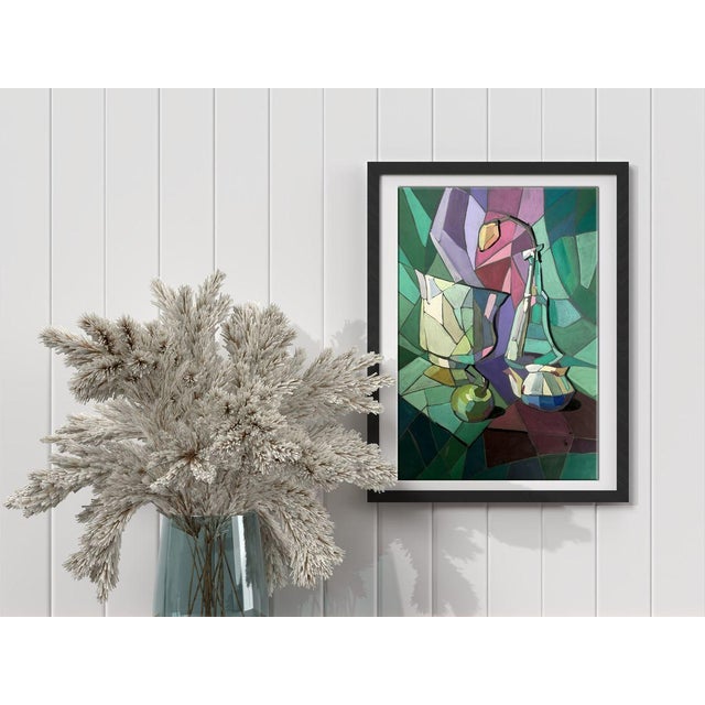 Contemporary Gouache Painting Table in the Kitchen Unknown Artist For Sale - Image 3 of 11