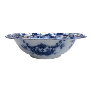 Large Victorian Blue & White Transferware Wash Basin | Bowl in "Duchess" For Sale