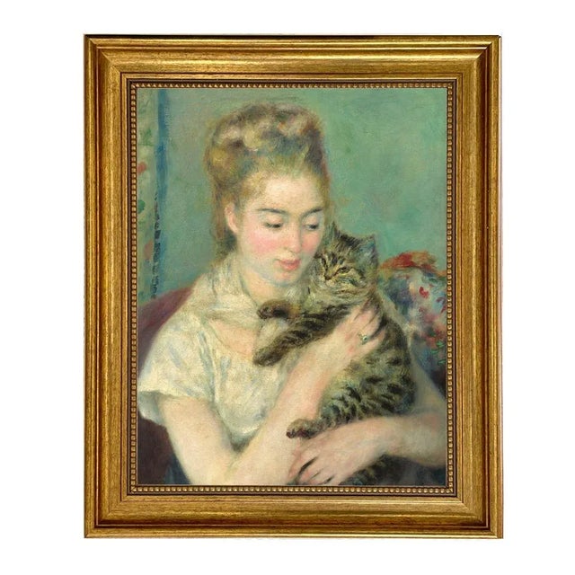Woman With Cat Renoir Framed Print on Canvas, 14-1/2" X 17-1/2" For Sale - Image 4 of 4
