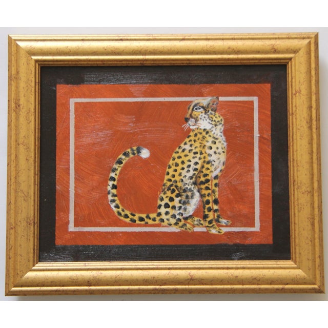 Realism Leopard Style of Skilling British Colonial English Traditional Realism Sienna Goldenrod Yellow Brown Original Oil Painting Cleo Plowden For Sale - Image 3 of 3