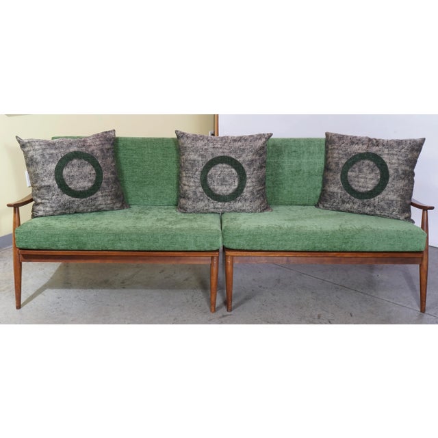 Green 1960s Mid Century Modern Walnut Sectional Sofa by Tell City Chair Company For Sale - Image 8 of 13