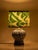 Blue Royal Delft Blue & White Ceramic Table Lamp with New Green Ikat Shade For Sale - Image 8 of 11