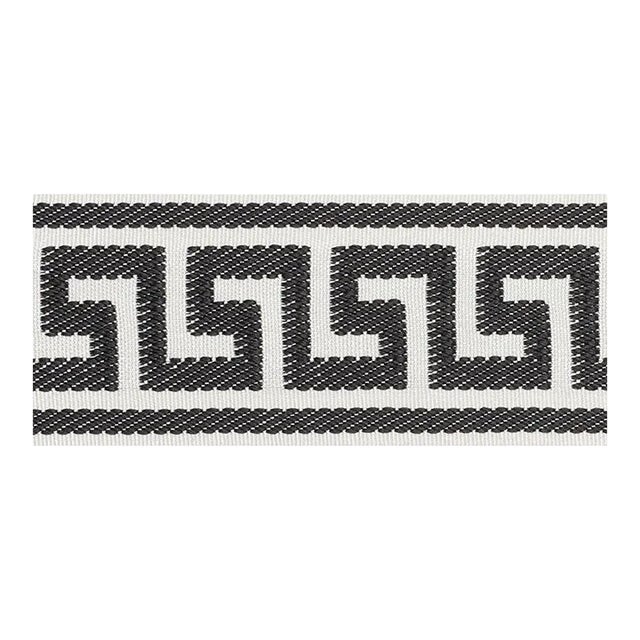 Sample - Schumacher Etienne Silk Greek Key Trim Wide in Black For Sale