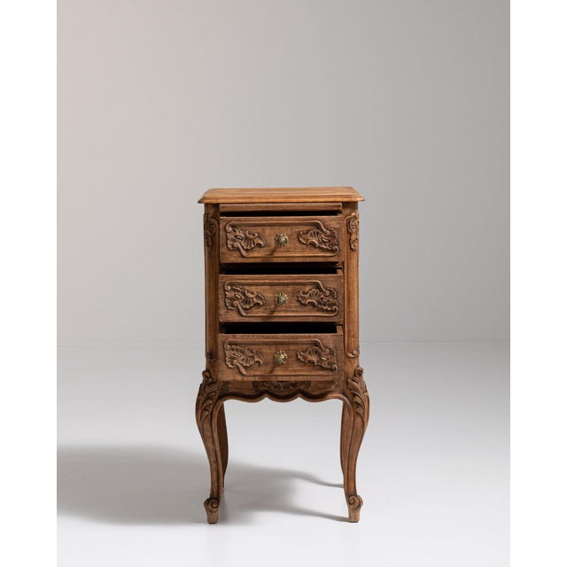 19th Century France Golden Oak Carved Oak Petite Commode For Sale - Image 4 of 11