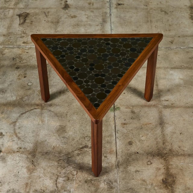 Gordon & Jane Martz Triangular Black Coin Tile Mosaic Side Table For Sale - Image 10 of 12
