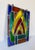 Art Deco Vintage Leaded Stained Glass Window Panel Art Deco Style Geometric Hanging For Sale - Image 3 of 9