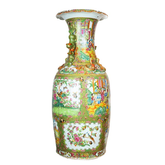 Canton Famille Rose Large Baluster Vase, Qing Dynasty, Ca. 1840 For Sale - Image 4 of 13