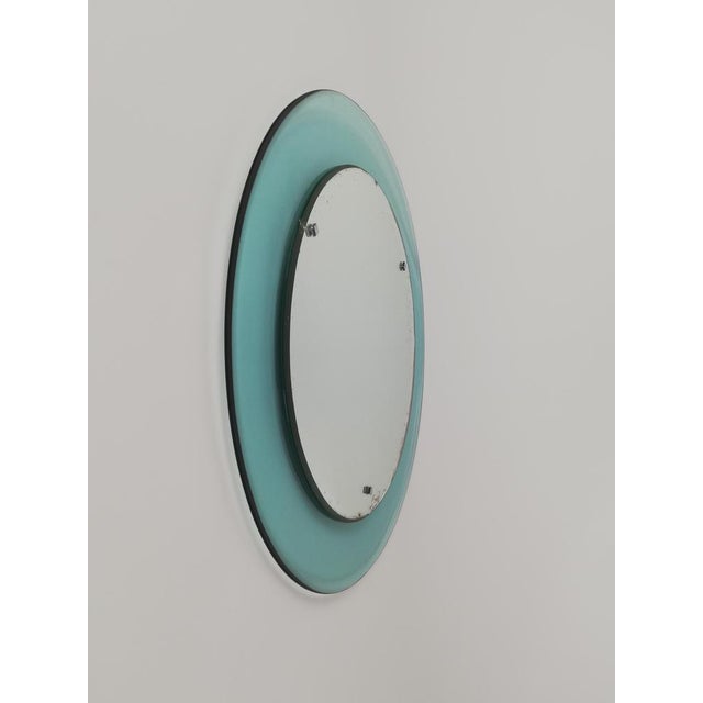 Mid-Century Rounded Mirror in Turquoise Glass attributed to Veca, Italy, 1970s For Sale - Image 6 of 17