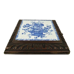 1880s Antique French Tile Music Box Trivet