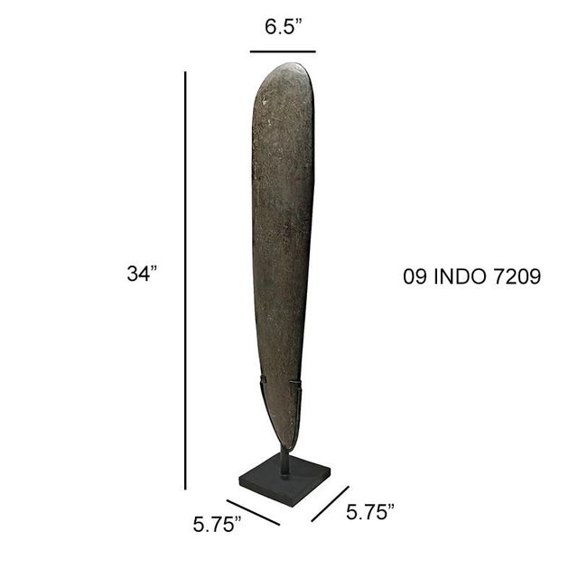 Late 20th Century Hand-Carved Volcanic Basalt Blade Sculpture on Stand, Organic Modern For Sale - Image 9 of 12