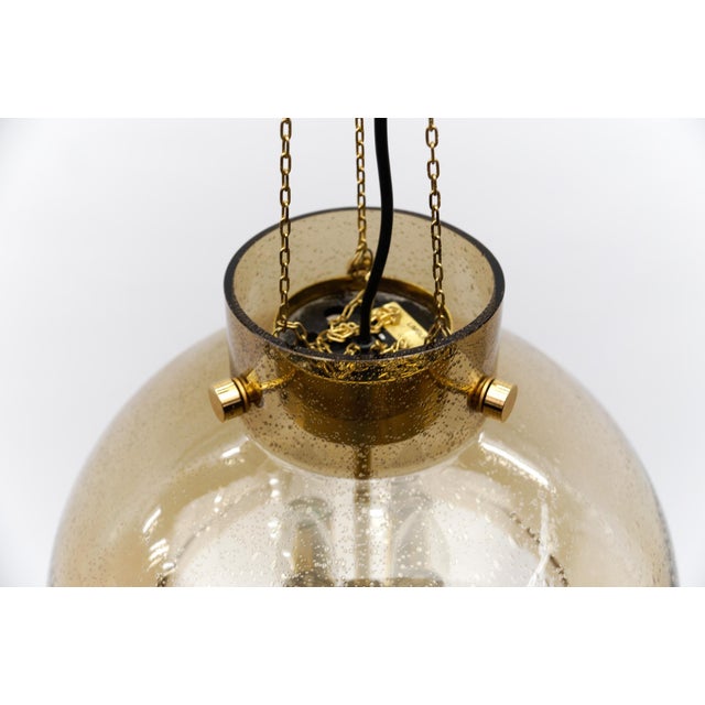 Brass and Smoked Glass Hanging Lamp from Limburg, Germany, 1960s For Sale - Image 12 of 14