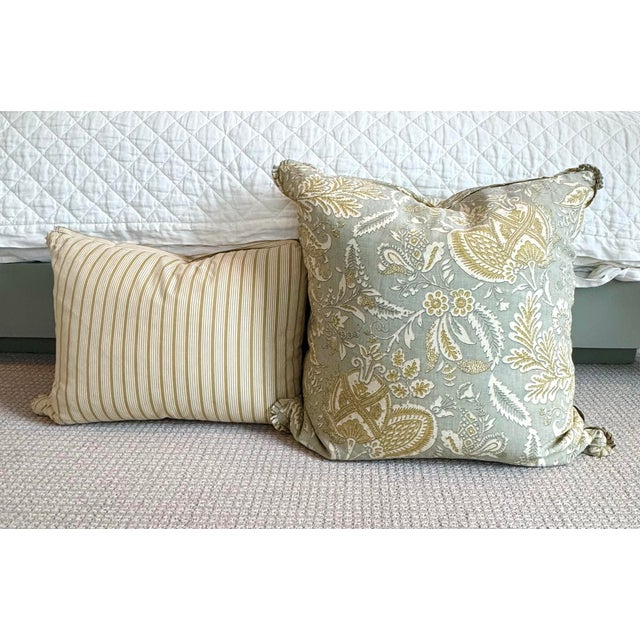 Pair of Custom Down Pillows, Covered in Carlton v Striped Fabric For Sale In Salt Lake City - Image 6 of 6