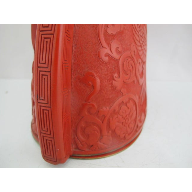 Chinese Cinnabar Lacquer Horse Head Carved Phoenix Bird Sculpture Box For Sale - Image 10 of 15
