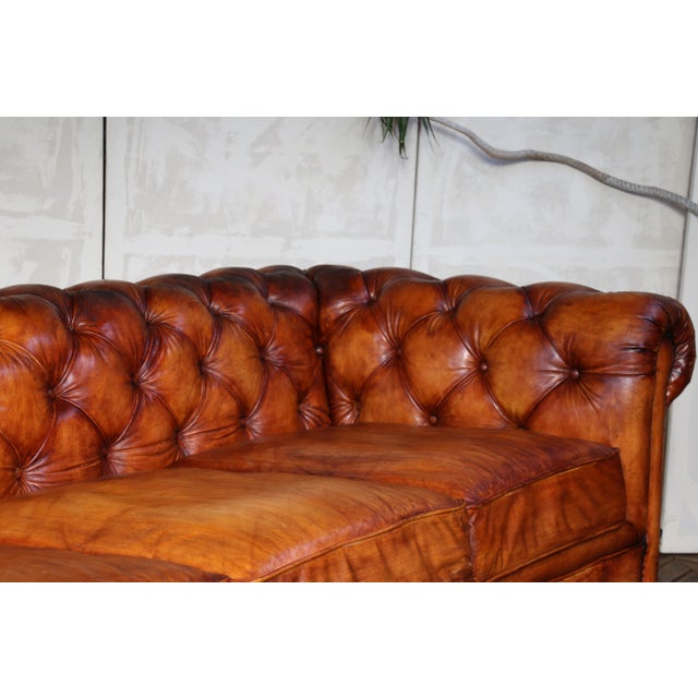 Vintage Chesterfield Brown Leather Sofa, 1980s For Sale In Los Angeles - Image 6 of 18