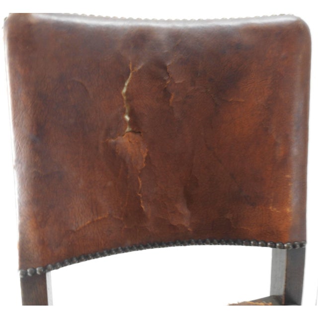 Early 19th Century English Oak Chairs With Leather Seats For Sale - Image 9 of 11