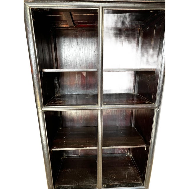 Black Antique Chinese Solid Bookcase For Sale - Image 8 of 10