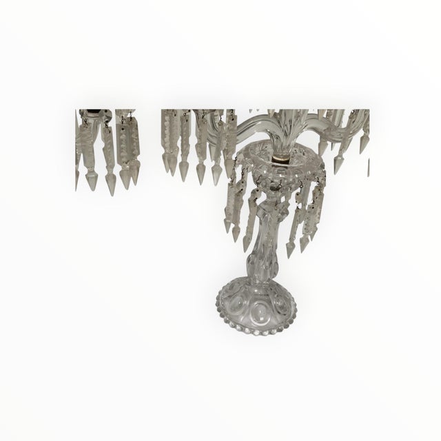 Vintage Pair 14" Modular Crystal 3-Light Candelabras Threaded European Lead Crystal Complete With Prisms For Sale - Image 10 of 12