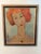 Striking vintage oil portrait of an elegant red-haired woman, painted in a distinctive elongated and stylized manner....