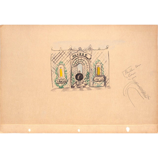 Lanvin Paris Arpege Perfume Trellis C1950s Advertising Artwork For Sale
