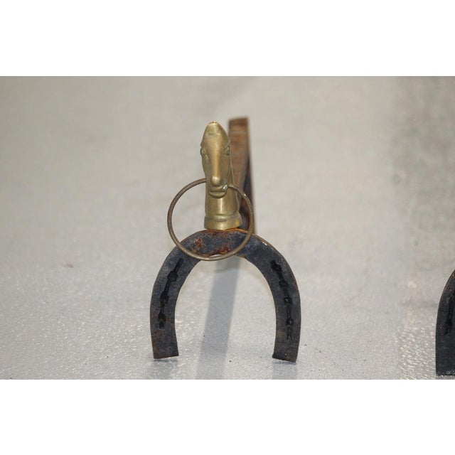 Gold Horse Decor Fireplace Andirons, 1950s, Set of 2 For Sale - Image 6 of 18