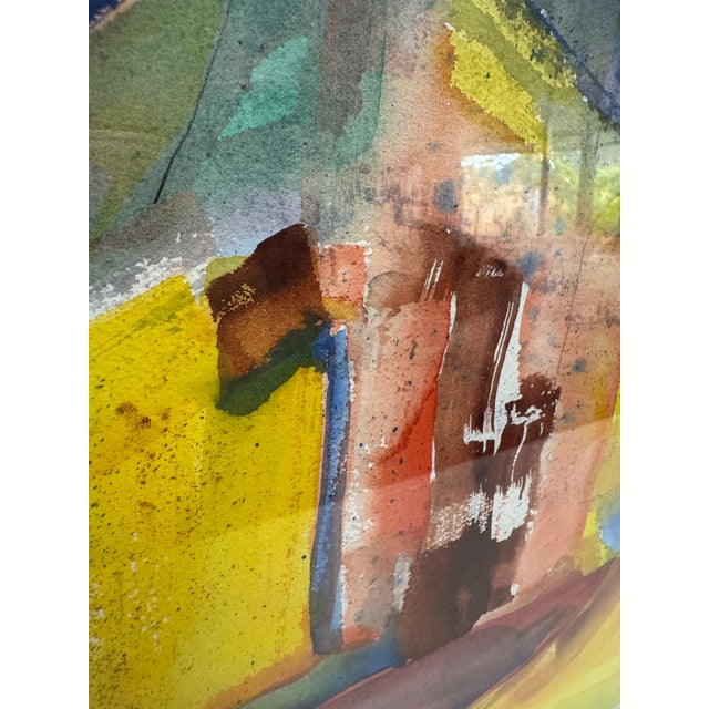 Vintage Abstract Modern Still Life Framed Original Watercolor Painting “Santa Fe Cocktail" by Grady H. Pennington For Sale In Houston - Image 6 of 12