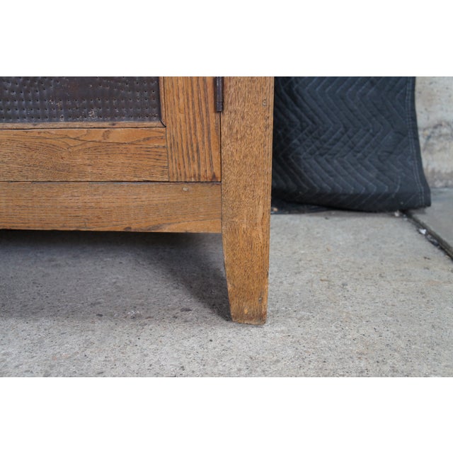 Wood Antique Farmhouse Oak Pierced Tin Star Pie Safe Kitchen Cupboard Cabinet 51" For Sale - Image 7 of 12