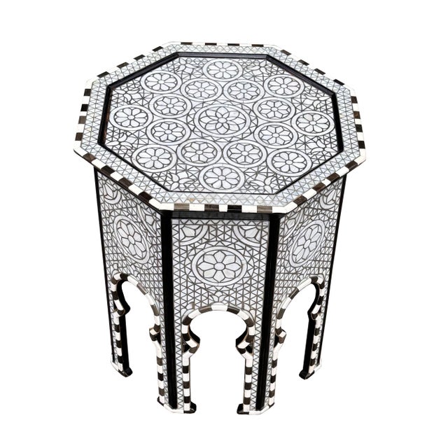 Contemporary Contemporary Vintage Mother-of-Pearl Inlay Octagonal Side Table For Sale - Image 3 of 7