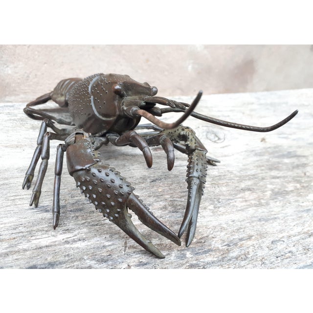 Metal Japanese Meiji Era Artist, Jizai Okimono Sculpture of a Crayfish, 1890s, Bronze For Sale - Image 7 of 10