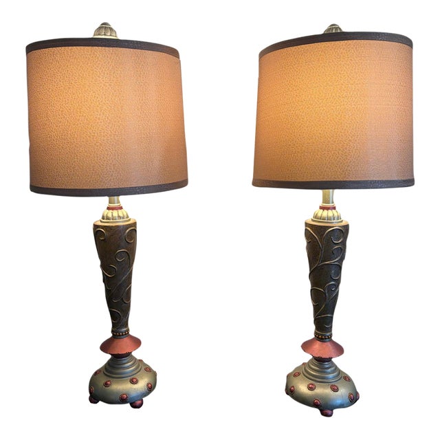 A Pair (2) of Absolutely Whimsical, Charming 30" Table Lamps For Sale