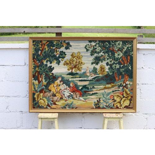 Perfectly crafted Artwork from the 70s in a magnificent golden Frame. Wonderful detailed Baroque Motif -Depiction of a...