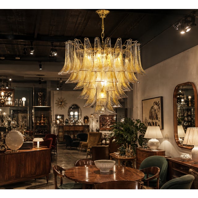 Beige Glass Chandelier from Mazzega, 1970s For Sale - Image 8 of 8