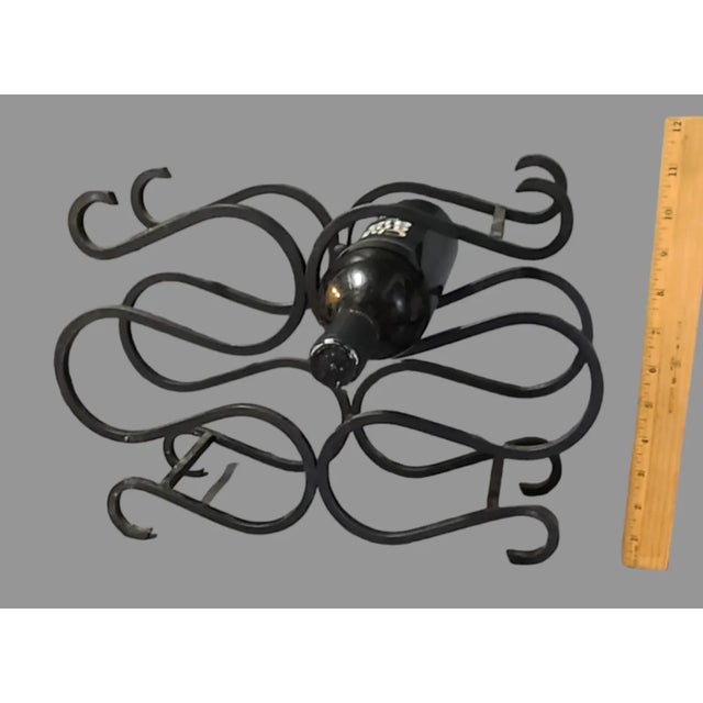 Late 20th Century Vintage Mid-Century Modern Black Wrought Iron 6-Bottle Wine Holder Rack For Sale - Image 4 of 6