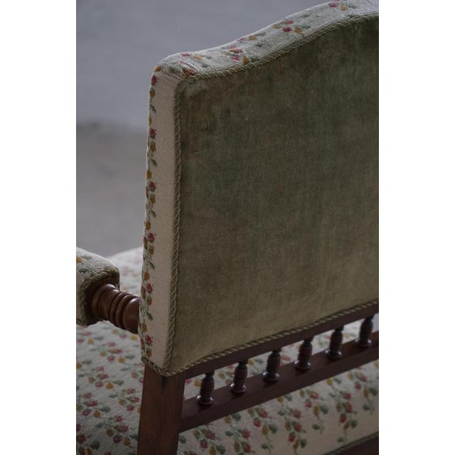 Textile Danish Modern Armchair in Turned Wood with Floral Upholstery, Early 20th Century, 1930s For Sale - Image 7 of 18