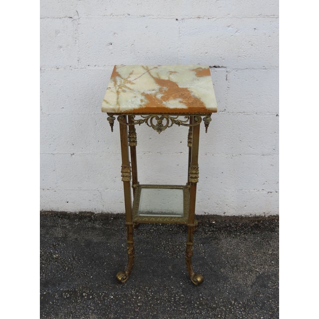 Victorian Onyx Top Two Tiers Flower Statue Stand Pedestal Table 6343 For Sale - Image 9 of 17
