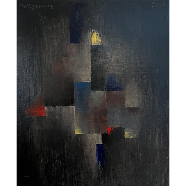 Bergerioux, Composition, 1957, Oil on Canvas, in Flawless conditions. Designed 1950 to 1959 This piece has an attribution...