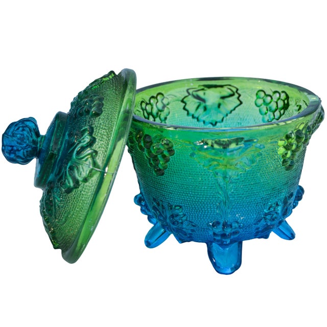Mid 20th Century Glass Lidded Bowl W/ Grape-Pattern For Sale - Image 5 of 7