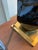 Abstract Visual Comfort. Black Faceted "Bayliss" Table Lamp With Linen Shade and Brass Base. Showroom Sample. For Sale - Image 3 of 6