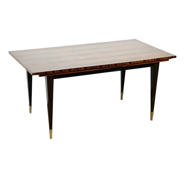 Art Deco Modernist Zebrawood Dining Table, France, 1950s For Sale