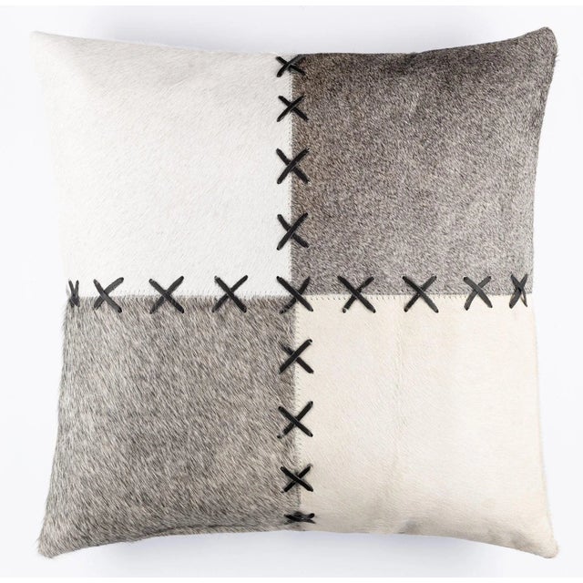 Canvello Genuine Cowhide Leather Decorative Throw Pillow With Feather Down Inserts- Set of 2 For Sale In San Francisco - Image 6 of 7