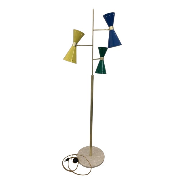 Floor Lamp with 3 Adjustable Cones, Italy, 1950s For Sale