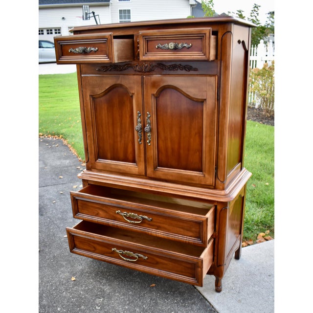 Cherry Dixie Furniture Tall Chest Vintage French Provincial Cabinet Chest For Sale - Image 14 of 18