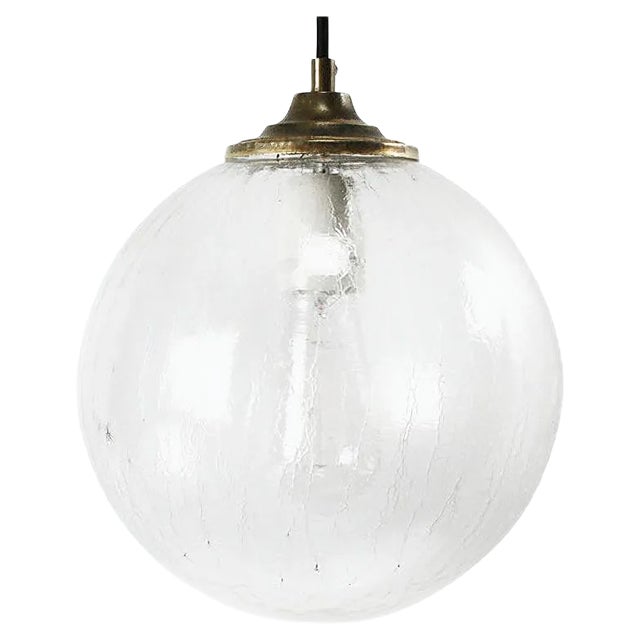 Mid-Century Brass Globe Pendant Lamp For Sale
