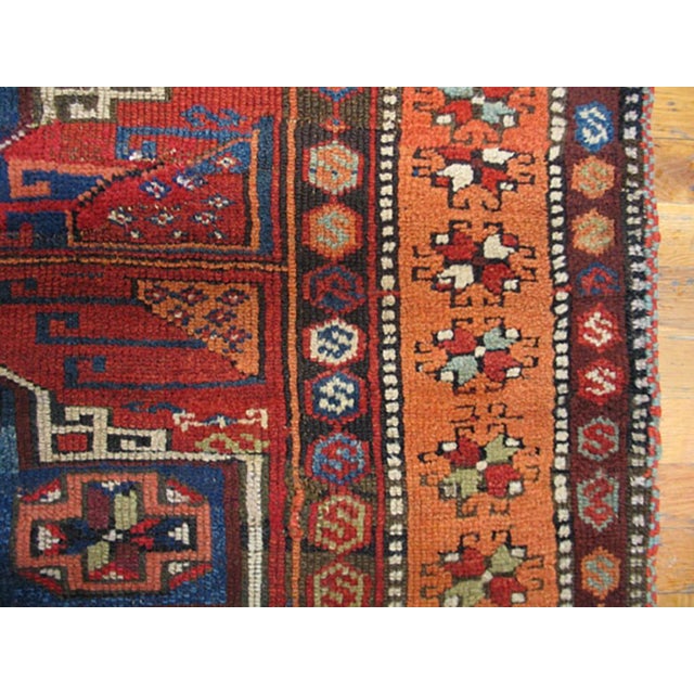 Late 19th Century 1880s Red Ruby Medallion Tribal Antique Turkish Anatolian Yuruk Rug 4'3" X 5'6" Handwoven Wool Carpet For Sale - Image 5 of 5