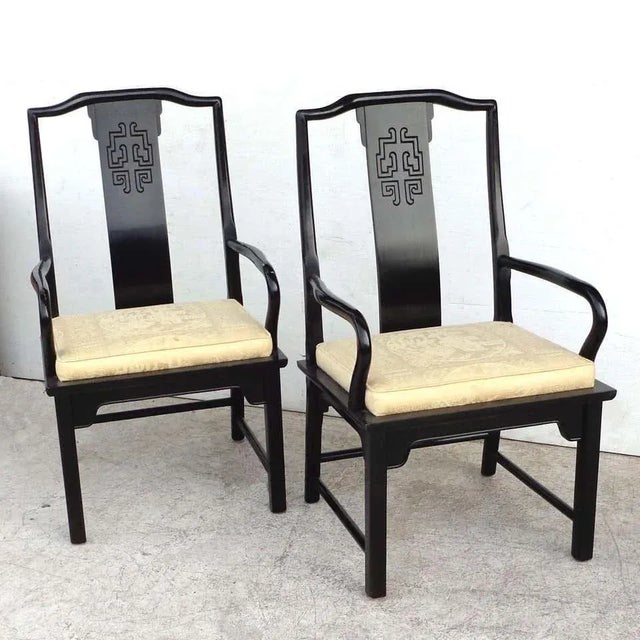 Late 20th Century Raymond Sobota Styled Ebonized Chin Hua Dining Chairs - Set of 6 For Sale In Houston - Image 6 of 6