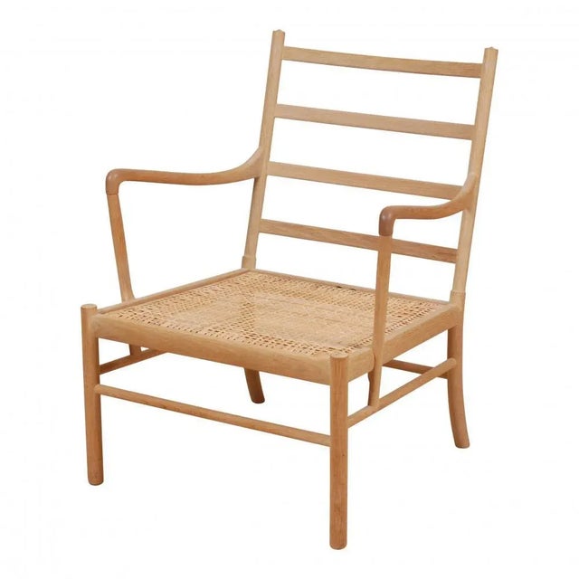 Ole Wanscher Colonial Chair in Blue Fabric by Ole Wanscher For Sale - Image 4 of 5