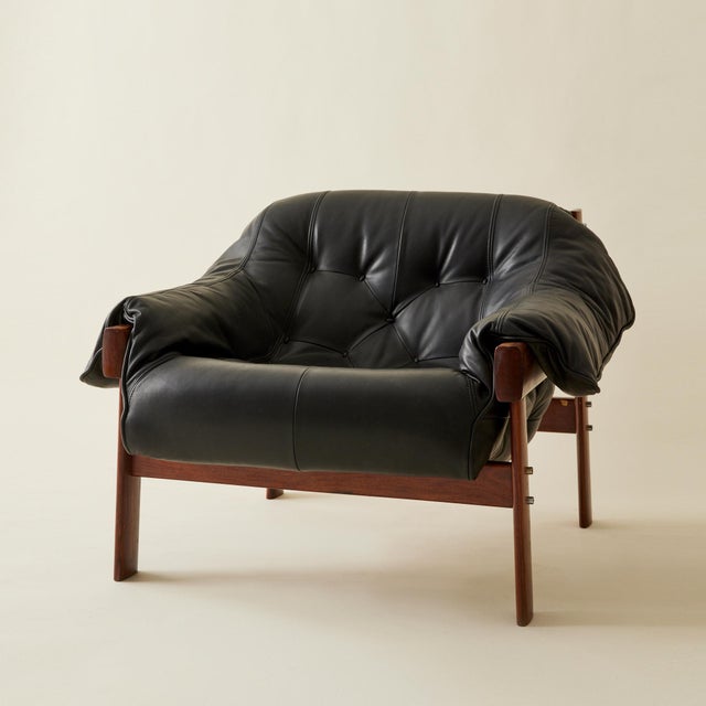 1960s Percival Lafer "Mp-41" Leather and Rosewood Chair in Black Leather, 1960's For Sale - Image 5 of 12