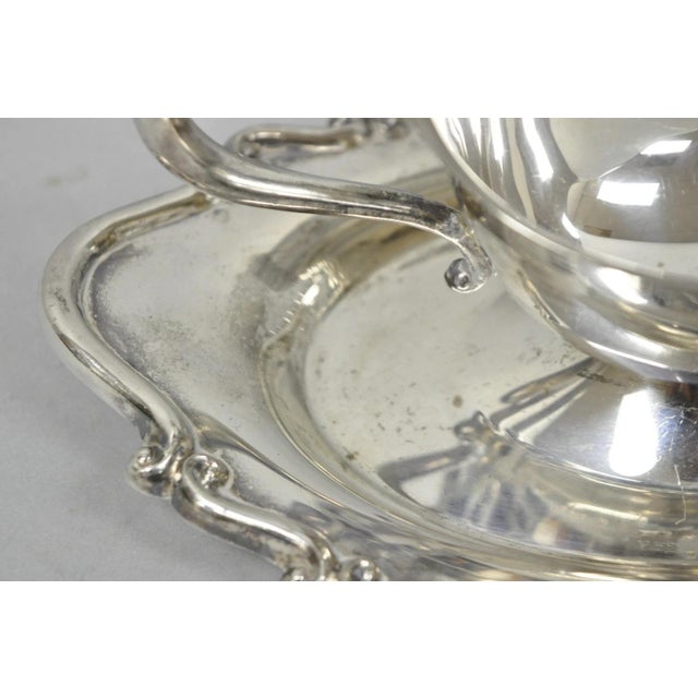 Metal Vintage Fb Rogers Silver Plated Victorian Gravy Sauce Boat W/ Attached Dish For Sale - Image 7 of 15