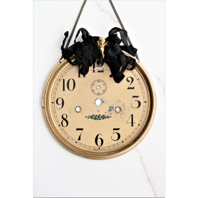 Early 20th Century One-Of-A Kind Antique Christmas Holiday Brass Clock Face Ornament For Sale - Image 5 of 5
